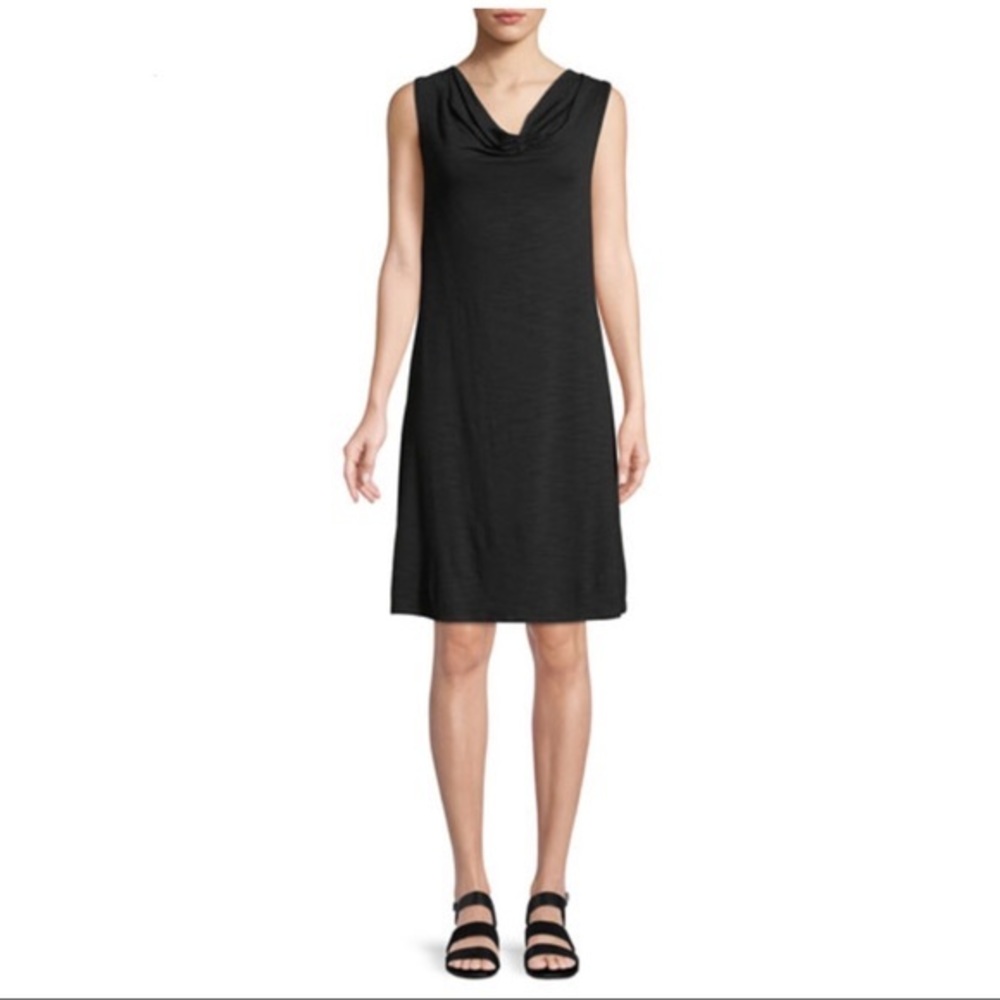 Neiman Marcus Cowl-Neck Embroidered Mini Dress Med